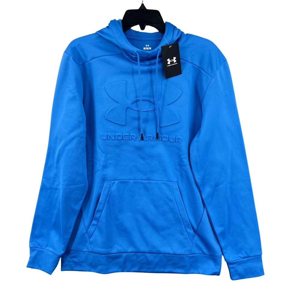 Under Armour Big Logo Embossed Fleece Graphic‎ Hoodie Blue Size M NWT